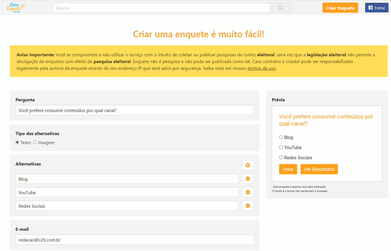 Passo A Passo Como Criar Uma Enquete Em Seu Site Blog C Ti Dicas