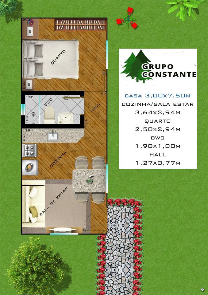 Modelos de casa com 1 quarto