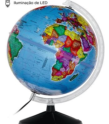 Globo Mapa Mundi Político com LED - 30cm Cód: 3122