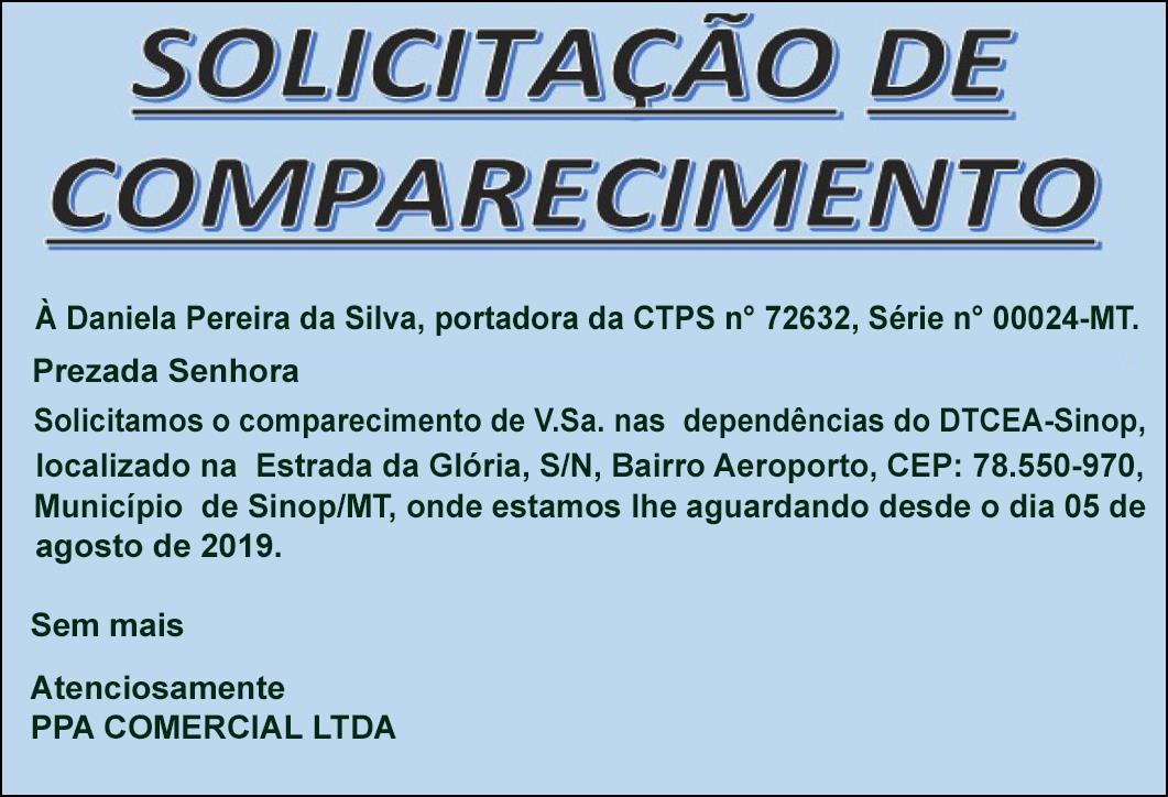 Solicitação de comparecimento.