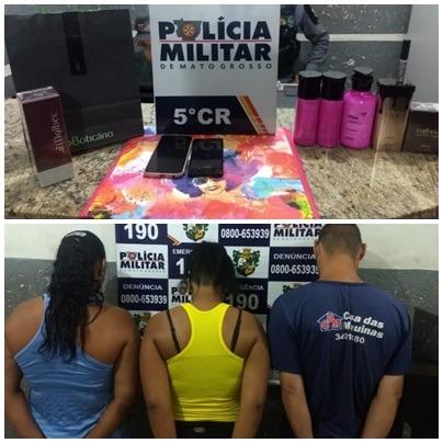 Trio é detido após furtar perfumaria pela segunda vez em Barra do Garças