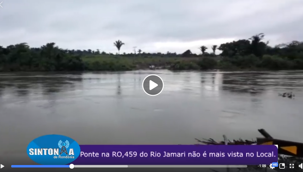 Ponte na RO,459 do Rio Jamari não é mais vista no Local.