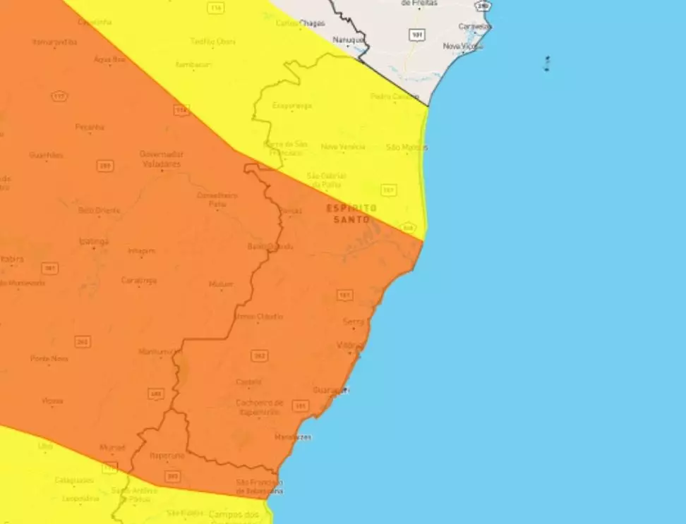 Instituto emite alerta de temporal para todas as Cidades do Espírito Santo