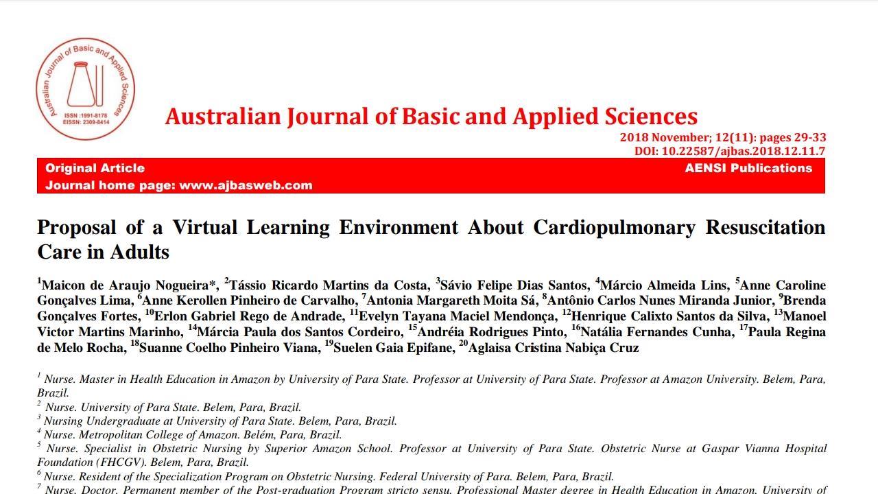 Proposal of a Virtual Learning Environment About Cardiopulmonary Resuscitation Care in Adults