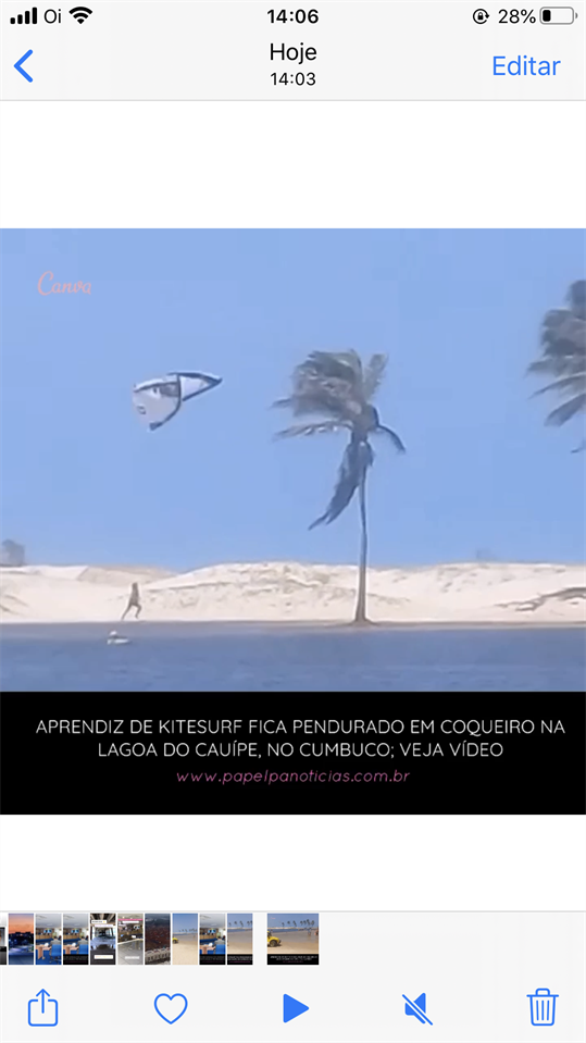 Aprendiz de kitesurf fica pendurado em coqueiro na Lagoa do Cauípe, no Cumbuco; veja vídeo