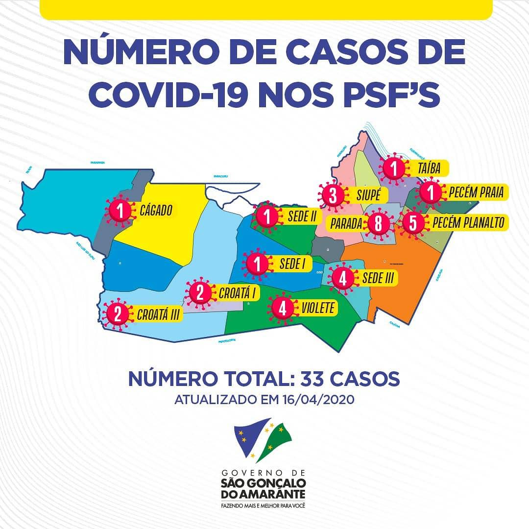 Mapa mostra os distritos de são gonçalo do amarante  com casos suspeitos de coronavírus; veja lista