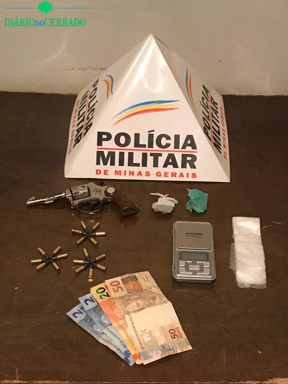 Polícia Militar prende autor por tráfico de drogas, porte ilegal e apreende arma de fogo