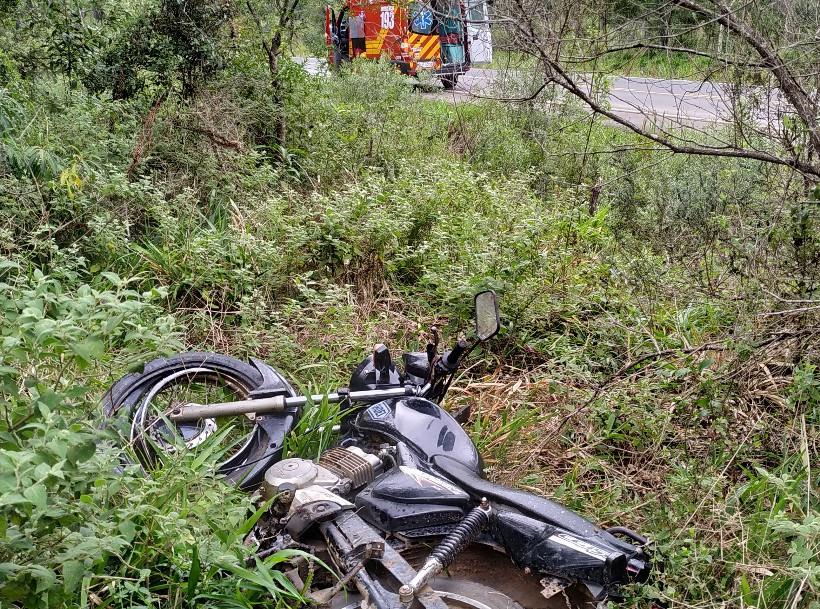 Motociclista sofre acidente no KM 47 da SC-477, em Papanduva