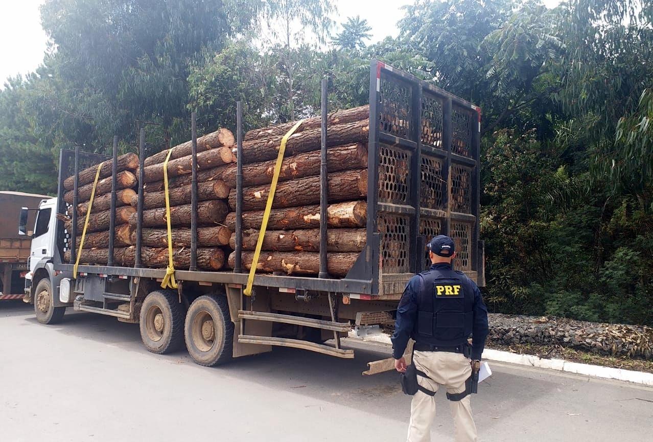 Carga com 12,8 toneladas de excesso e sem nota fiscal é flagrada na BR 280 em Rio Negrinho