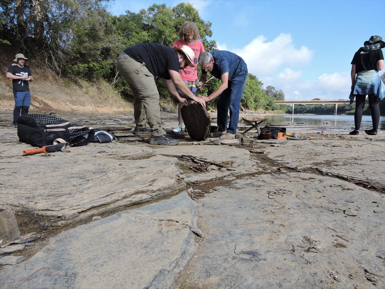 Encontrada rocha com fósseis pré-históricos no rio Negro