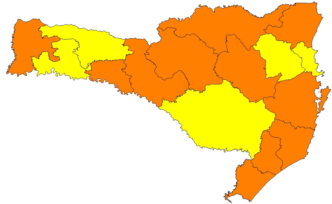 SC tem 11 regiões com risco grave e cinco com risco alto