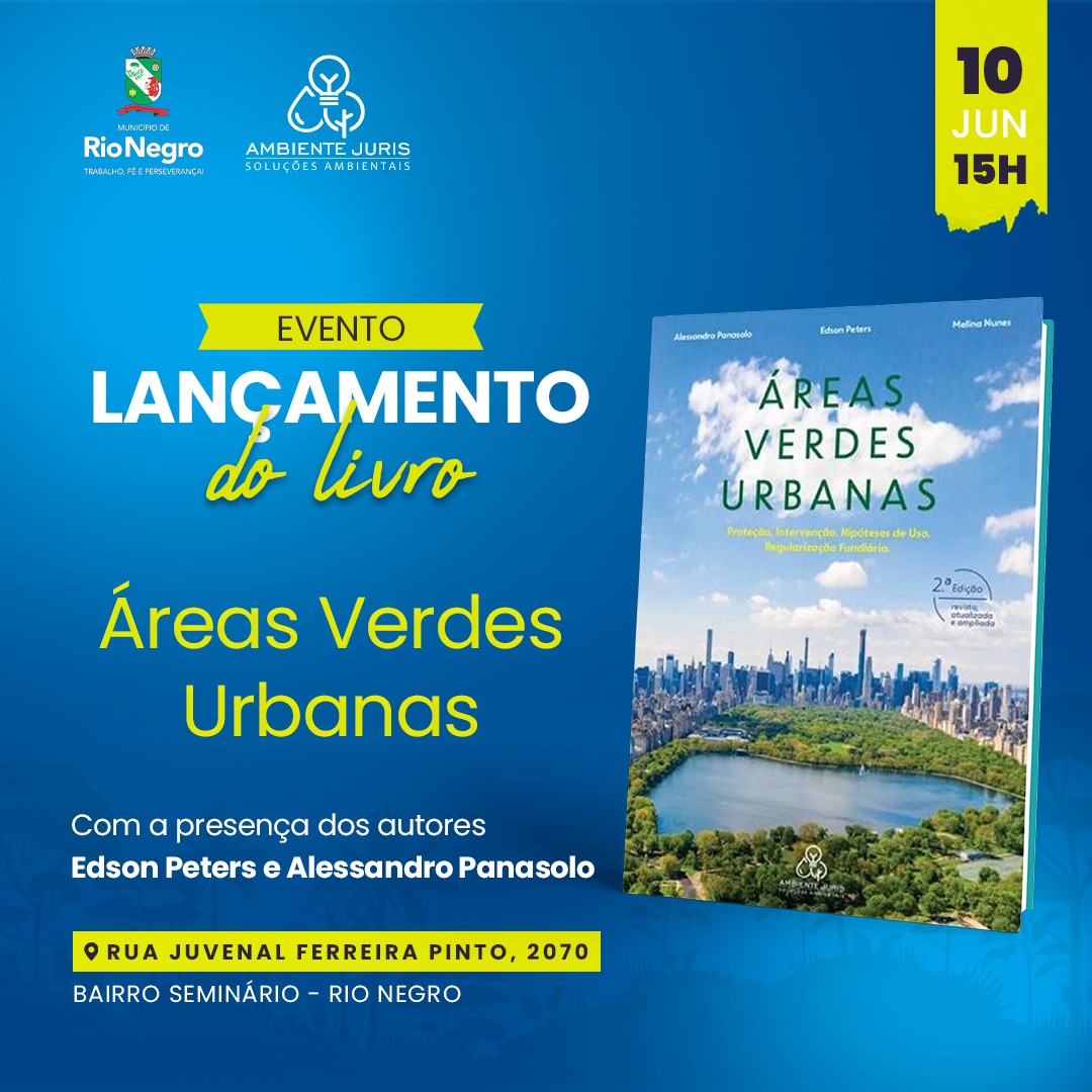 Lançamento do Livro Áreas Verdes Urbanas é nesta sexta-feira