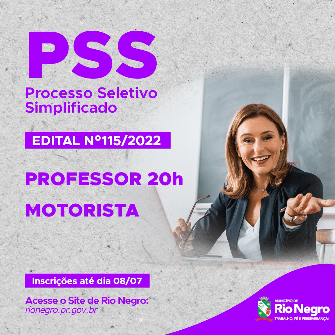 Rio Negro abre Processo Seletivo para contratação de Professor e Motorista