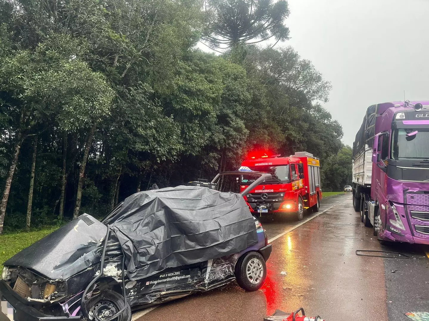 Acidente na BR 116 deixa duas vítimas fatais em Itaiópolis SC