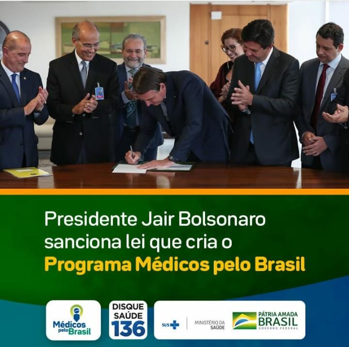 Bolsonaro sanciona lei do Médicos pelo Brasil, substituto do Mais Médicos