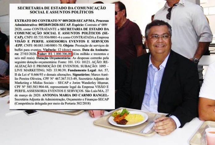 ESCÂNDALO – Em meio a crise provocada pelo coronavírus, Flávio Dino pretende torrar mais de R$ 1 milhão com buffet