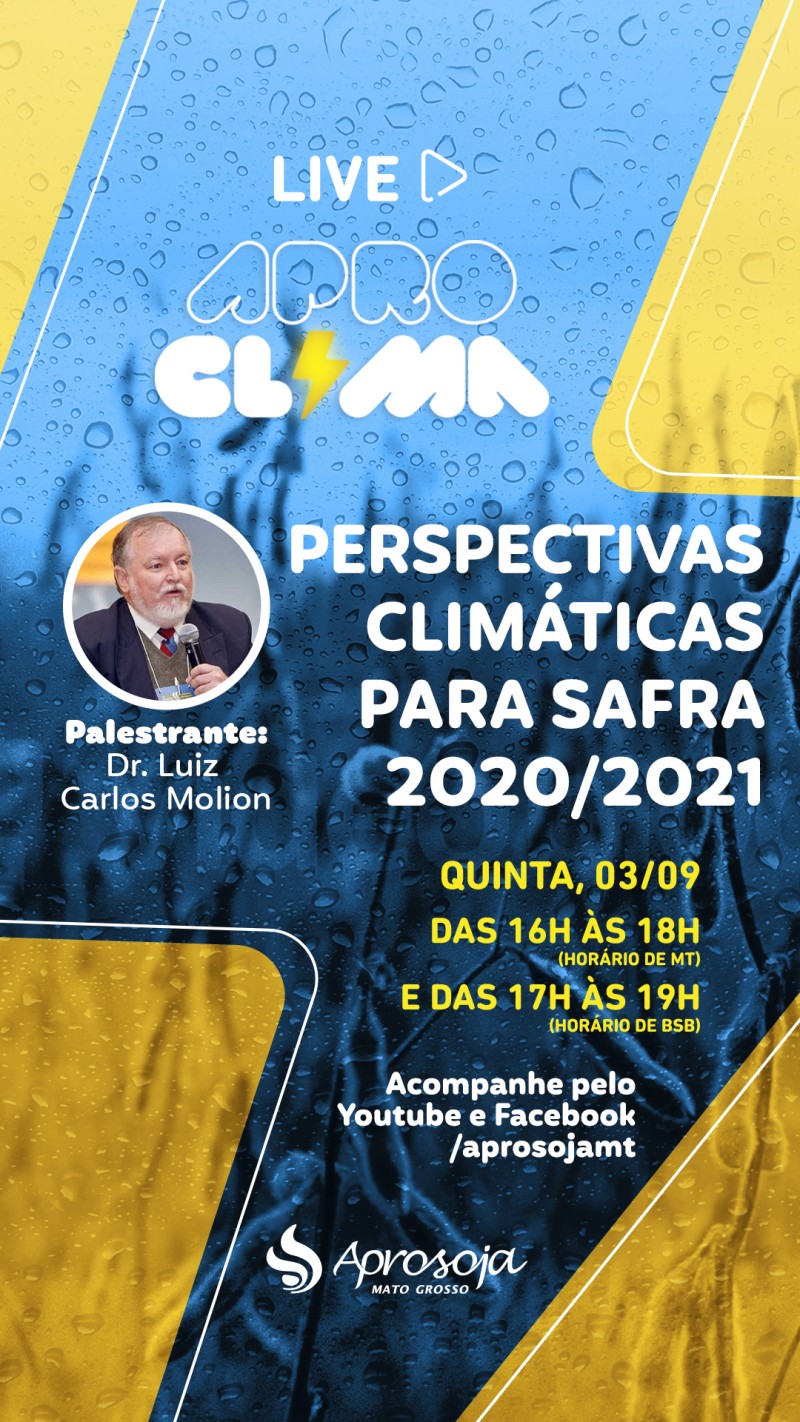 Aprosoja promove palestra online sobre perceptivas climáticas para próxima safra