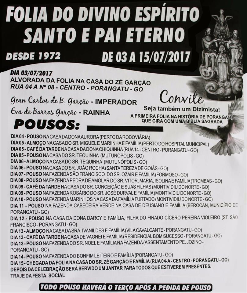 Folia do Divino Espirito Santo e Pai Eterno sái pro Giro em Julho 2017