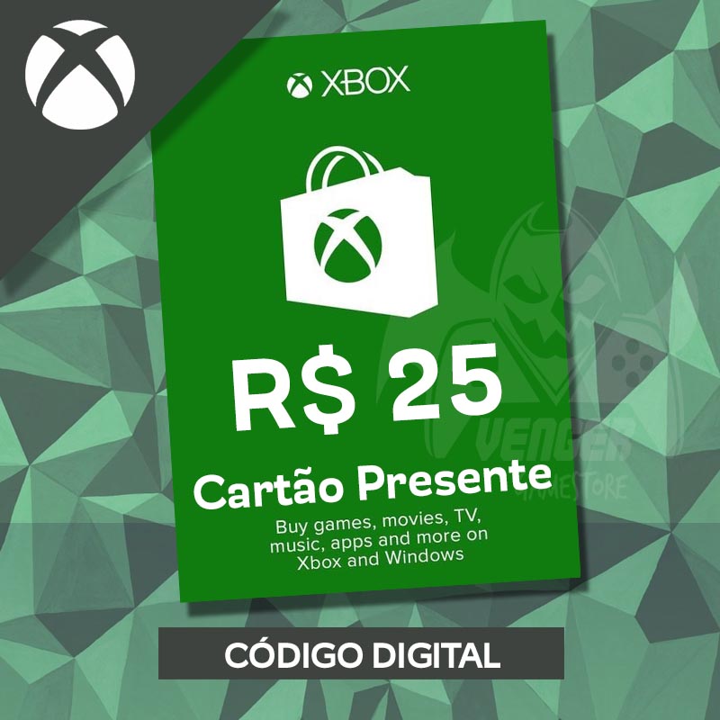 Comprar Cartão Presente Pré Pago Xbox Live R$ 25 Reais