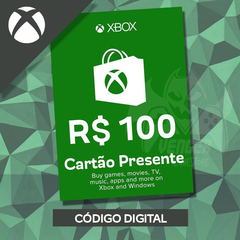 Cartão Presente Xbox Live R$100 - Codigo Digital - Gift Card Envio