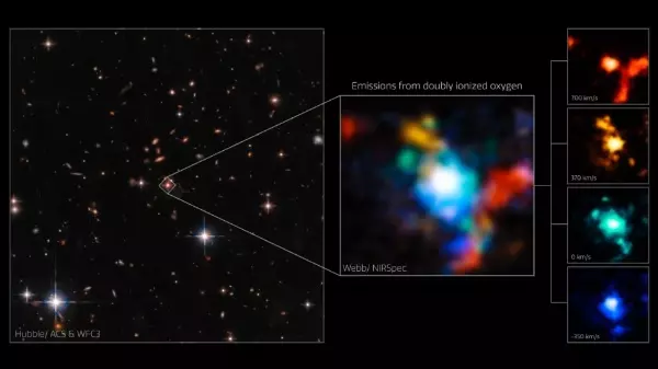 Telescópio Espacial James Webb observa galáxias se fundindo em volta de buraco negro supermassivo