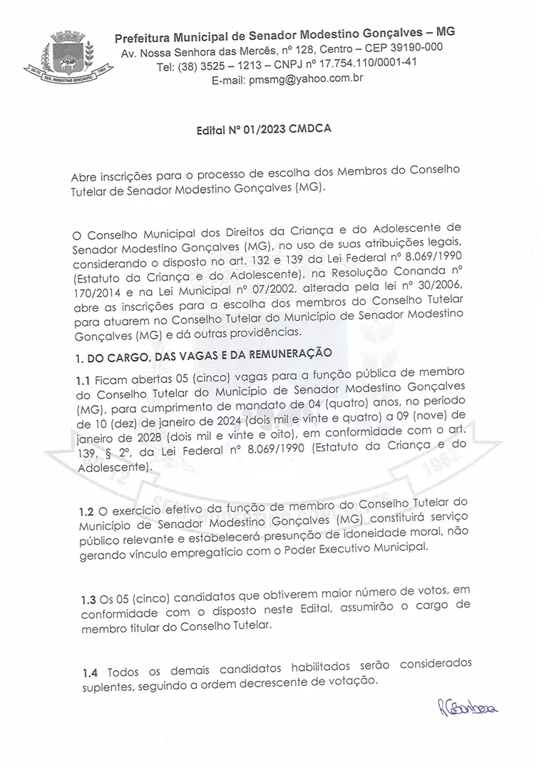 RESOLUÇÃO DE N° 001/CMDCA/2023- COVOCAÇÃO DO 4° SUPLENTE JOSÉ