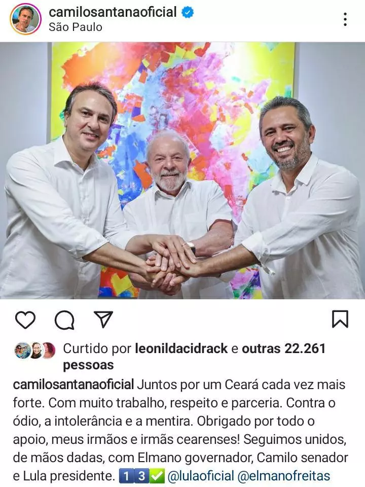 Ao lado de Lula, Camilo lança oficialmente Elmano Freitas como pré-candidato a governador pelo PT