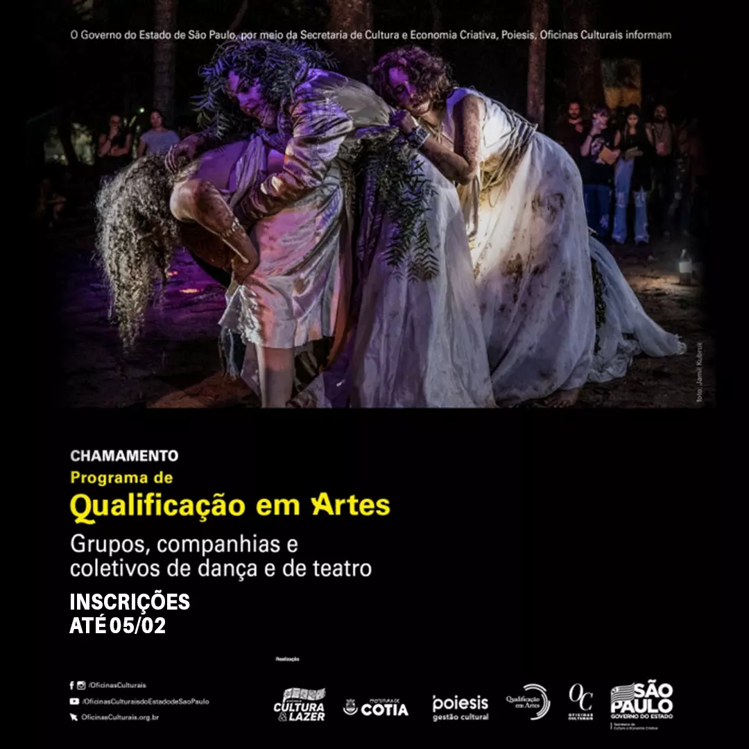 Programa de Qualificação em Artes tem inscrições abertas até o dia 5 de fevereiro