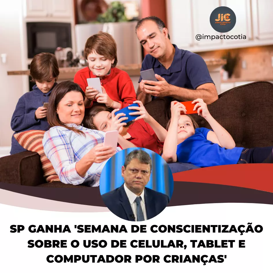 SP ganha 'Semana de Conscientização sobre o uso de celular, tablet e computador por crianças'  Lei 17.622/2023 foi sancionada pelo governador Tarcísio de Freitas e publicada nesta quarta, 8, no Diário Oficial; proposta foi criada e aprovada na Alesp