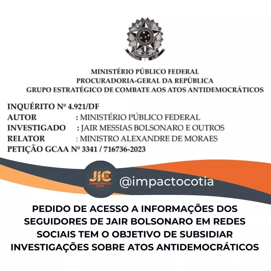 Pedido de acesso a informações dos seguidores de Jair Bolsonaro em redes sociais tem o objetivo de subsidiar investigações sobre atos antidemocráticos