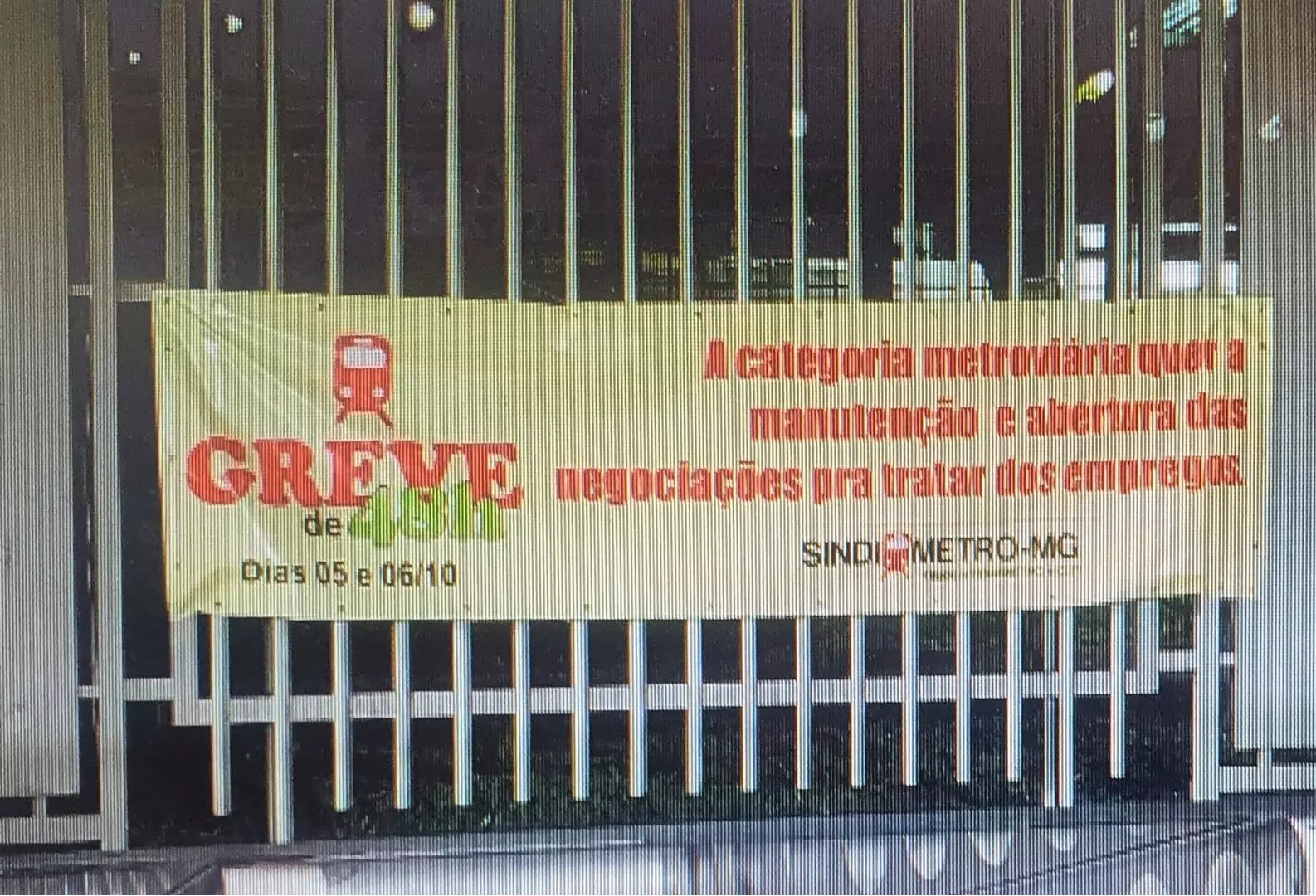 Estações do metrô da Grande Belo Horizonte entram em greve até zero hora de sexta-feira