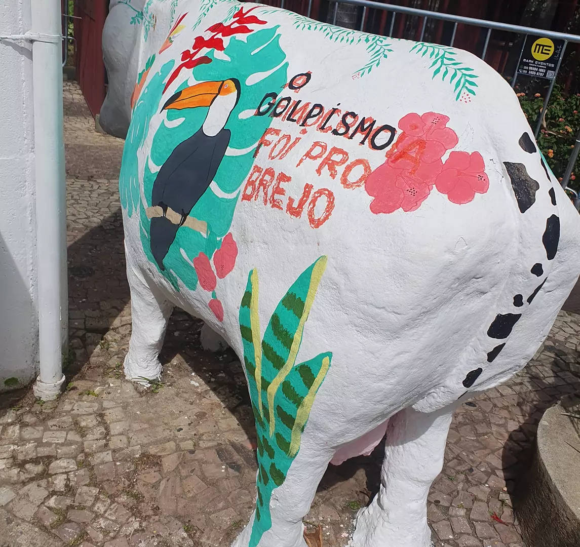 Ícone principal do Santo Antônio, a vaquinha da Rua Leopoldina ganhou roupa nova