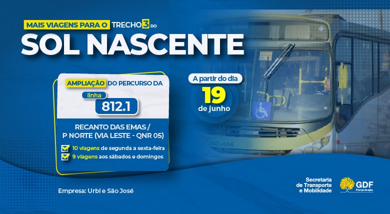 Moradores do Trecho 3 do Sol Nascente terão rota de ônibus ampliada