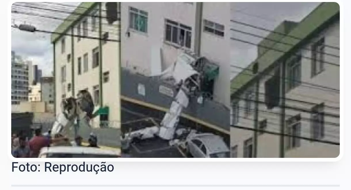 Avião de pequeno porte cai e atinge prédio em Belo Horizonte